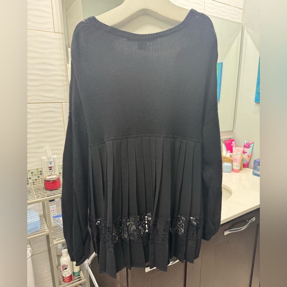 French Connection Black Sweater with Lace Detail